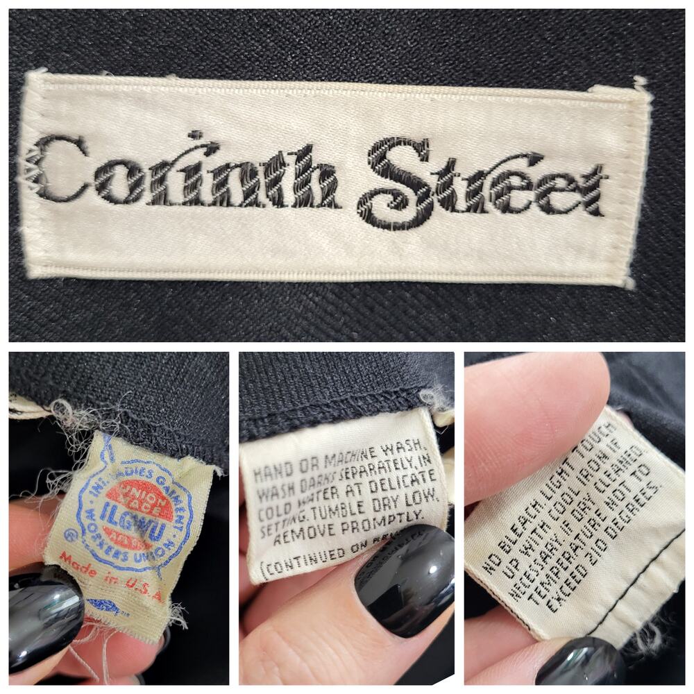 Vintage Top 70s 80s Corinth Street Womens S / M Black Made USA ILGWU Union - Picture 4 of 12